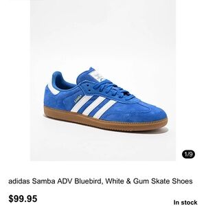 ADIDAS samba ADV bluebird, white & gum skate shoes